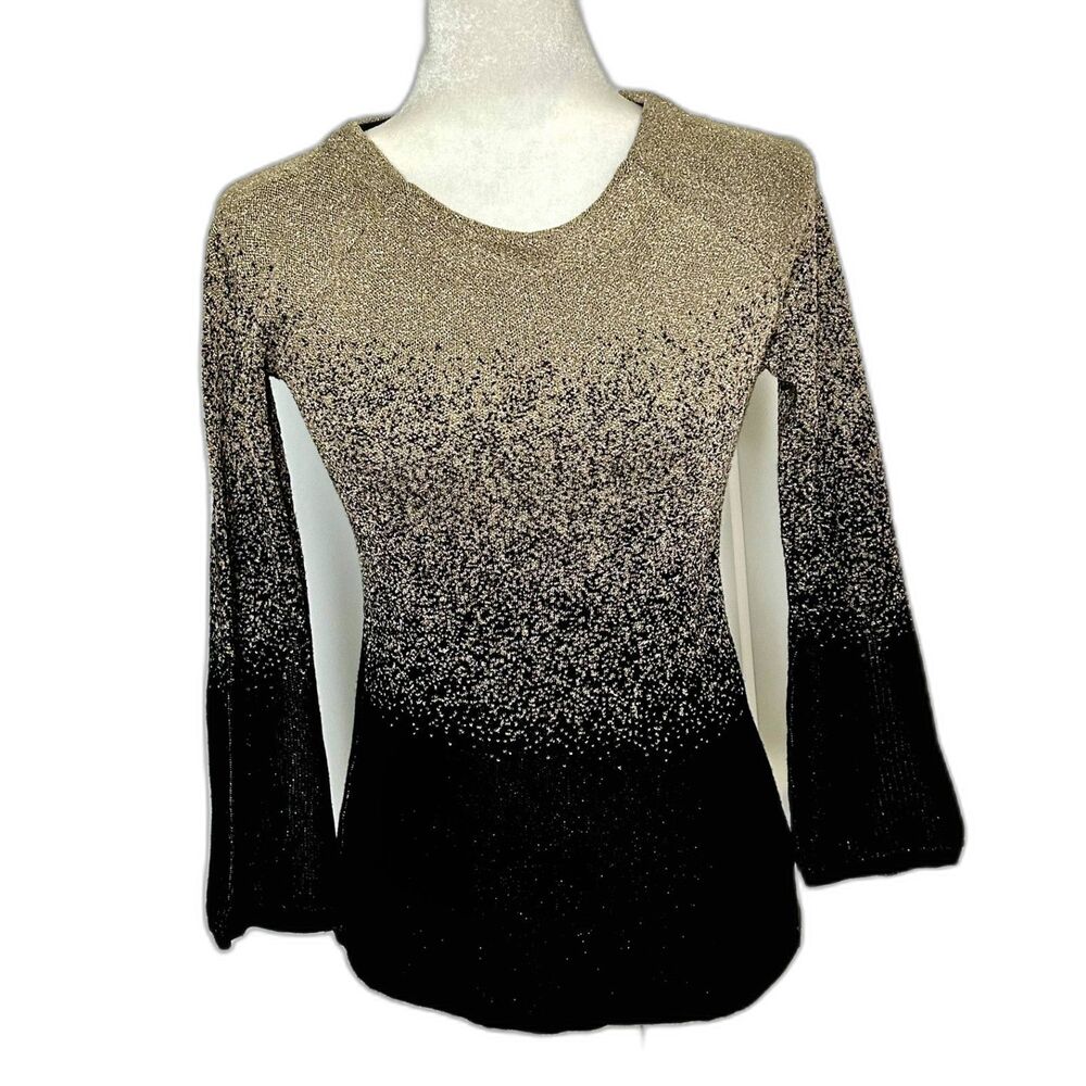 White House Black Market Size XS Black Gold Metallic Ombre - Picture 2 of 6